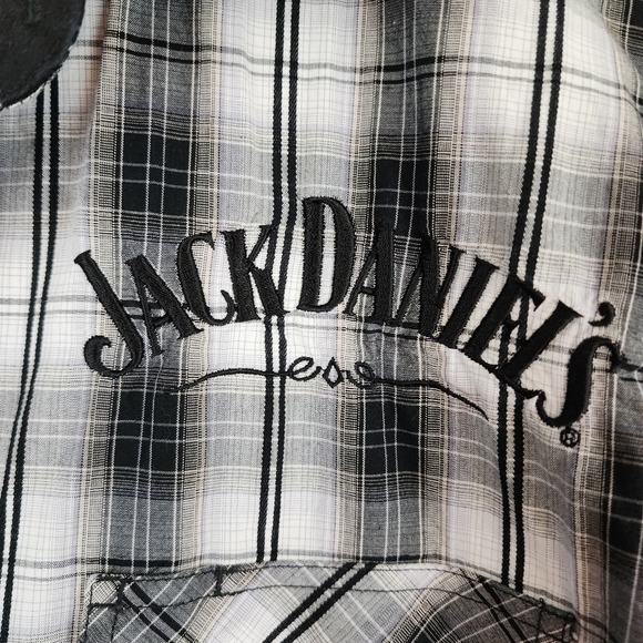 Jack Daniel's Embroidered Logo Short Sleeve Snap Button Western Shirt Size Large - Picture 11 of 14